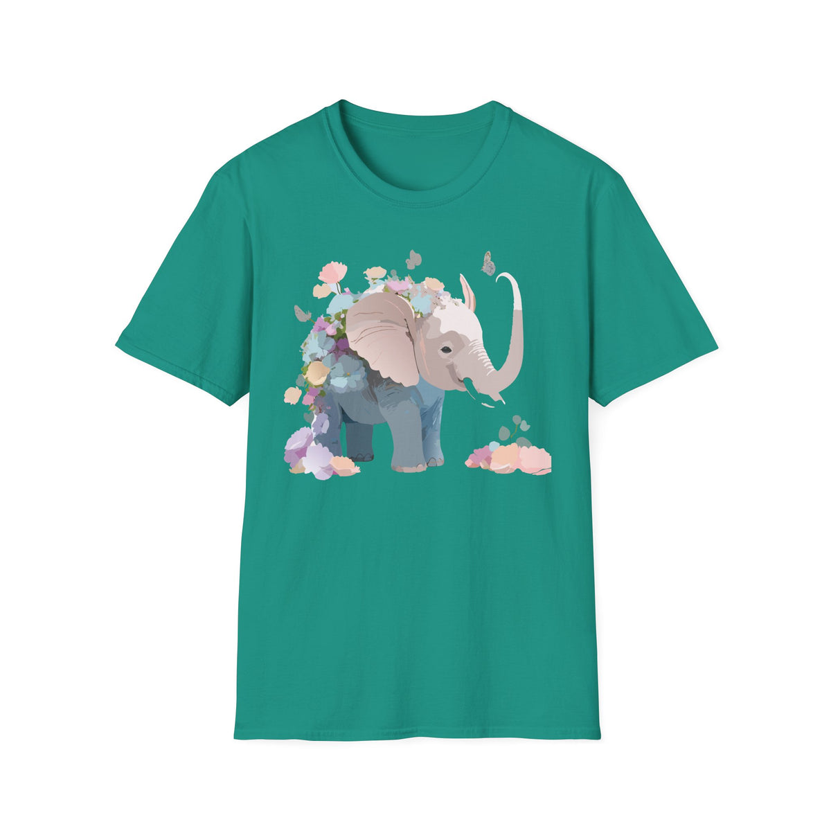 Floral Elephant Illustration T-Shirt | Watercolor Baby Elephant Tee