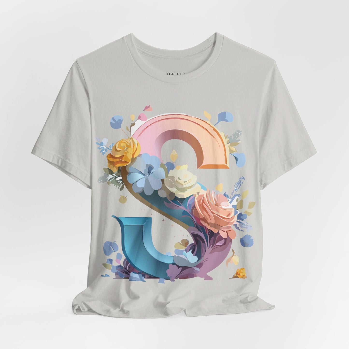 Letter S Graphic Tee Unisex Short Sleeve Shirt Adelpha Vintage Inspired Art Design