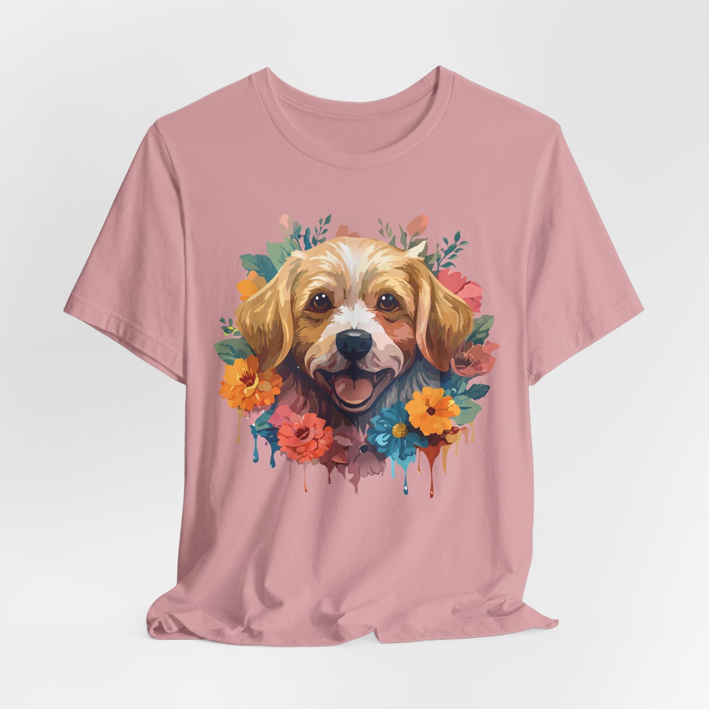 Floral Dog Tee, Animal Shirt, Dog Shirt, Floral Tee, Flower T-shirt, T-Shirt with Animal, Summer Top with Art Design