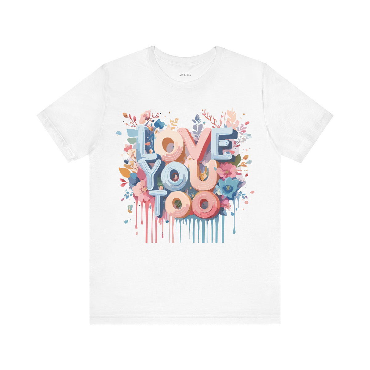 Valentine's Day Graphic Unisex Cotton Bella+Canvas Tee with Floral Art Design d97