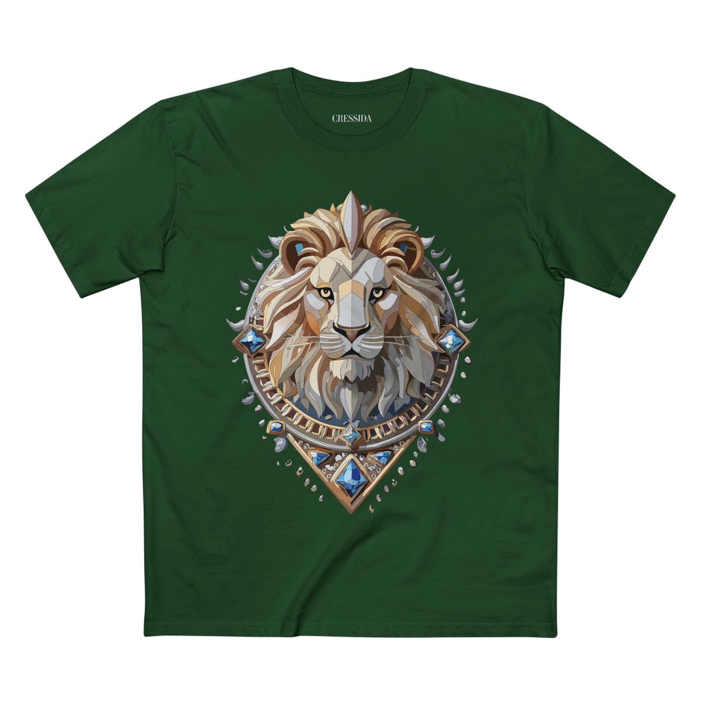 Lion Graphic Unisex 100 Cotton Tee With Unique Animal Golden Medallion Art Design 7