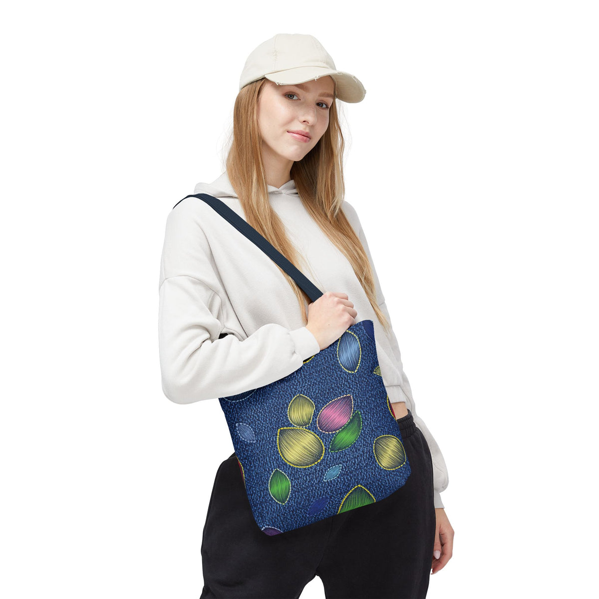Denim Fabric Imitation Print Unisex Canvas Bag Poly Spun 3 Sizes Tote Bag 152