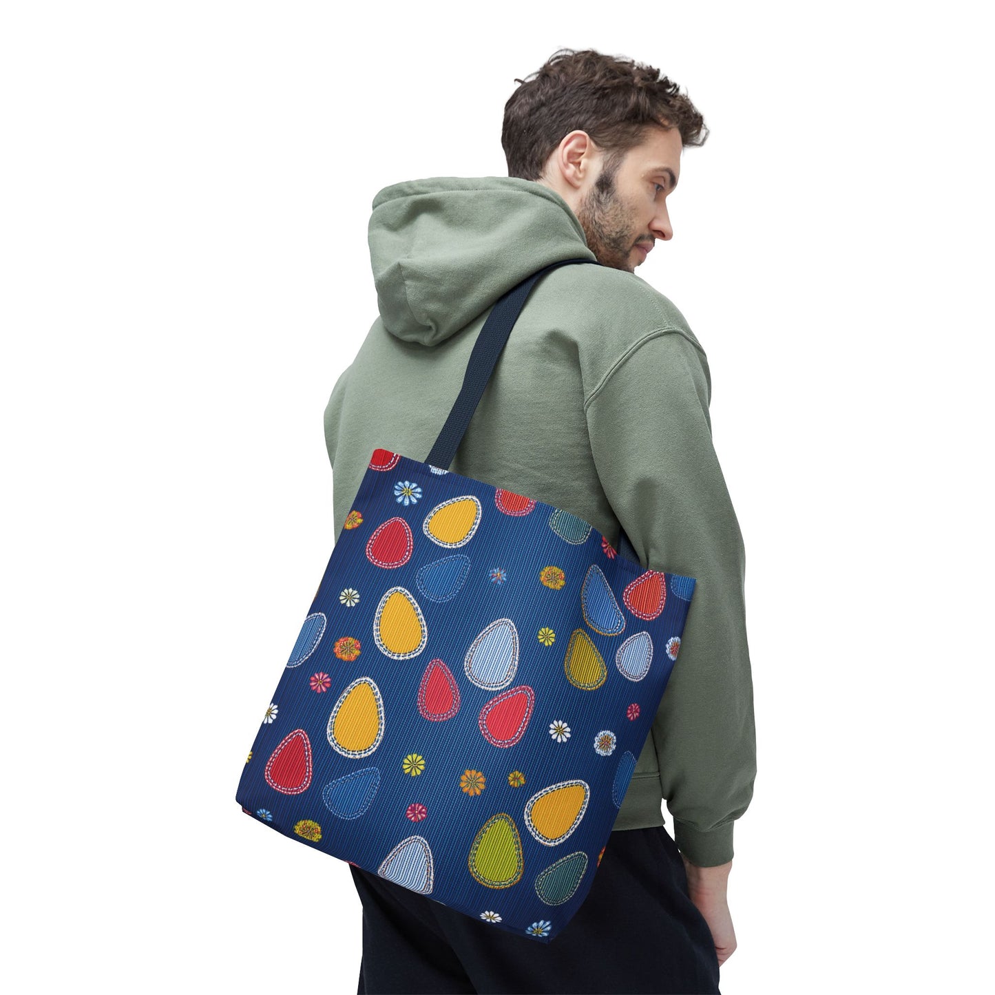 Easter Graphic Design Denim Fabric Imitation Print Unisex Canvas Bag Poly Spun 3 Sizes Tote Bag 204-13