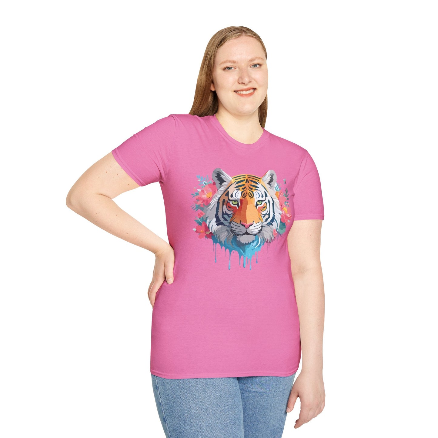 Tiger Shirt Unisex Animal Tee 100 Percent Ring Spun Cotton Softstyle