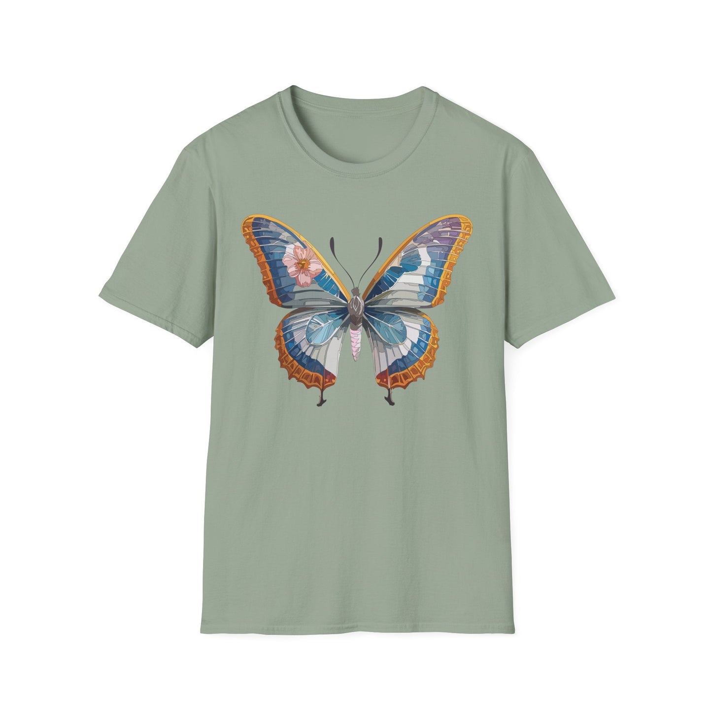 Unisex Butterfly Shirt Softstyle Tee 100 Percent Ring Spun Cotton Monarch Print Tee