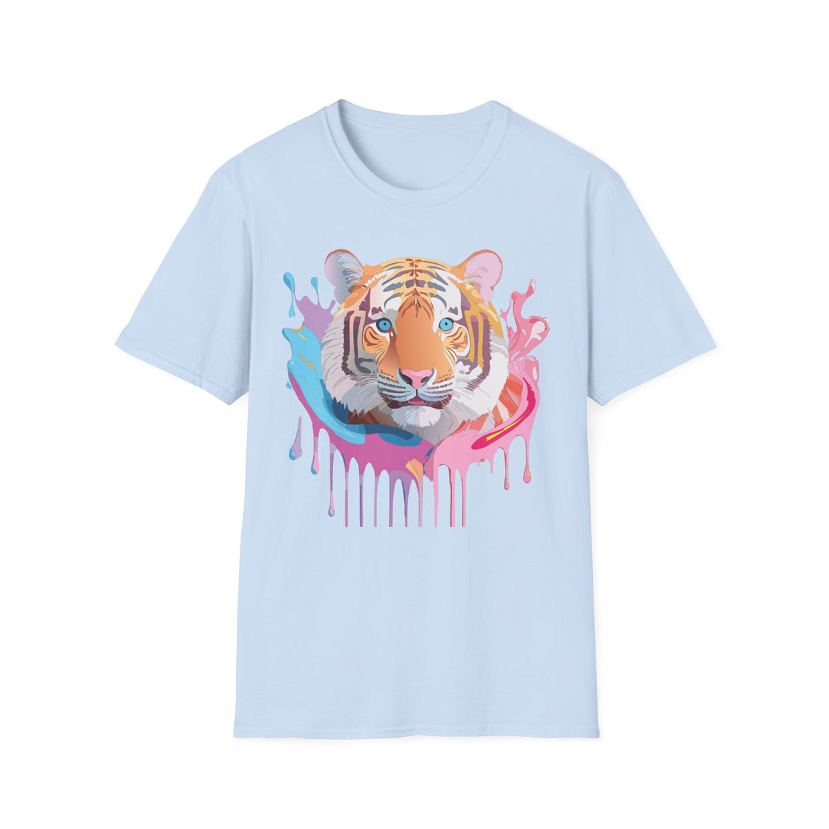Colorful Tiger Face T-Shirt | Watercolor Drip Animal Graphic