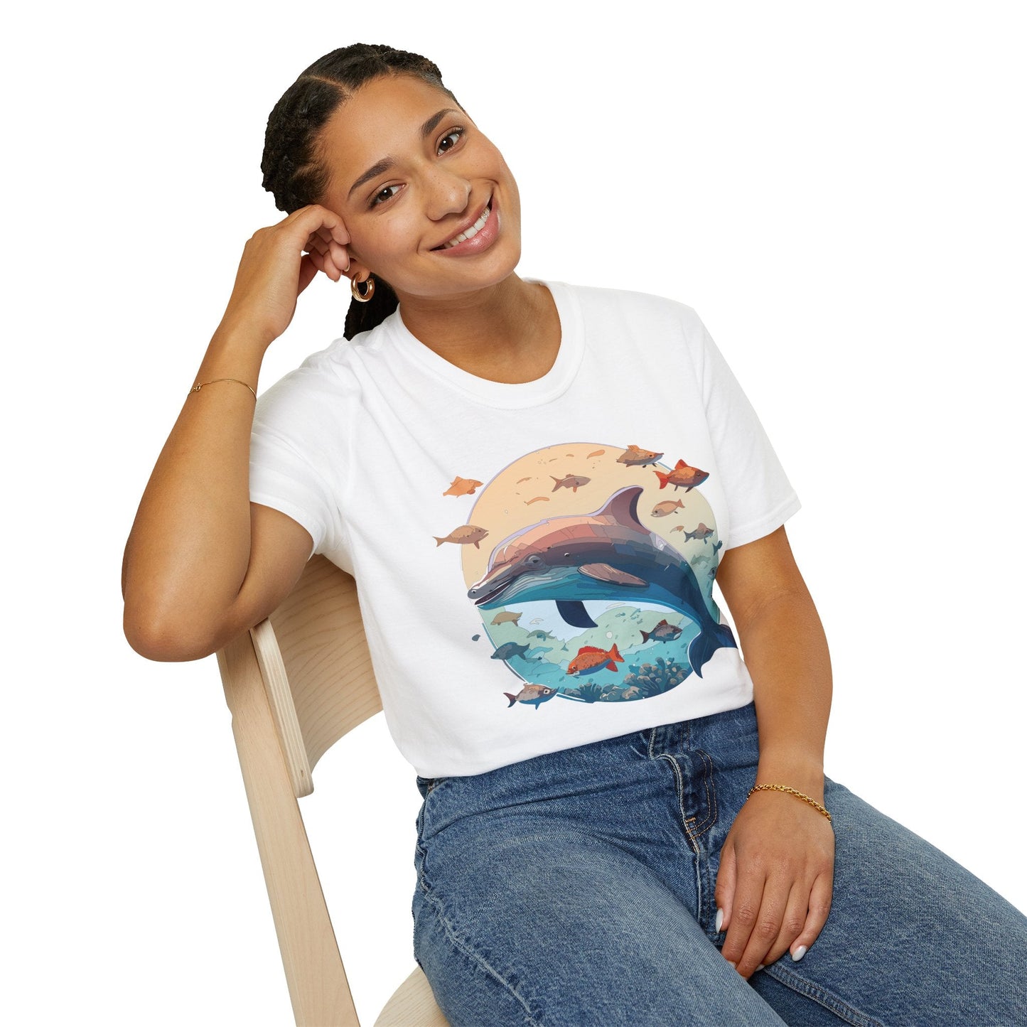 Dolphin Shirt Unisex Softstyle T Shirt 64000 100 Percent Ring Spun Cotton Tee For Everyday Comfort