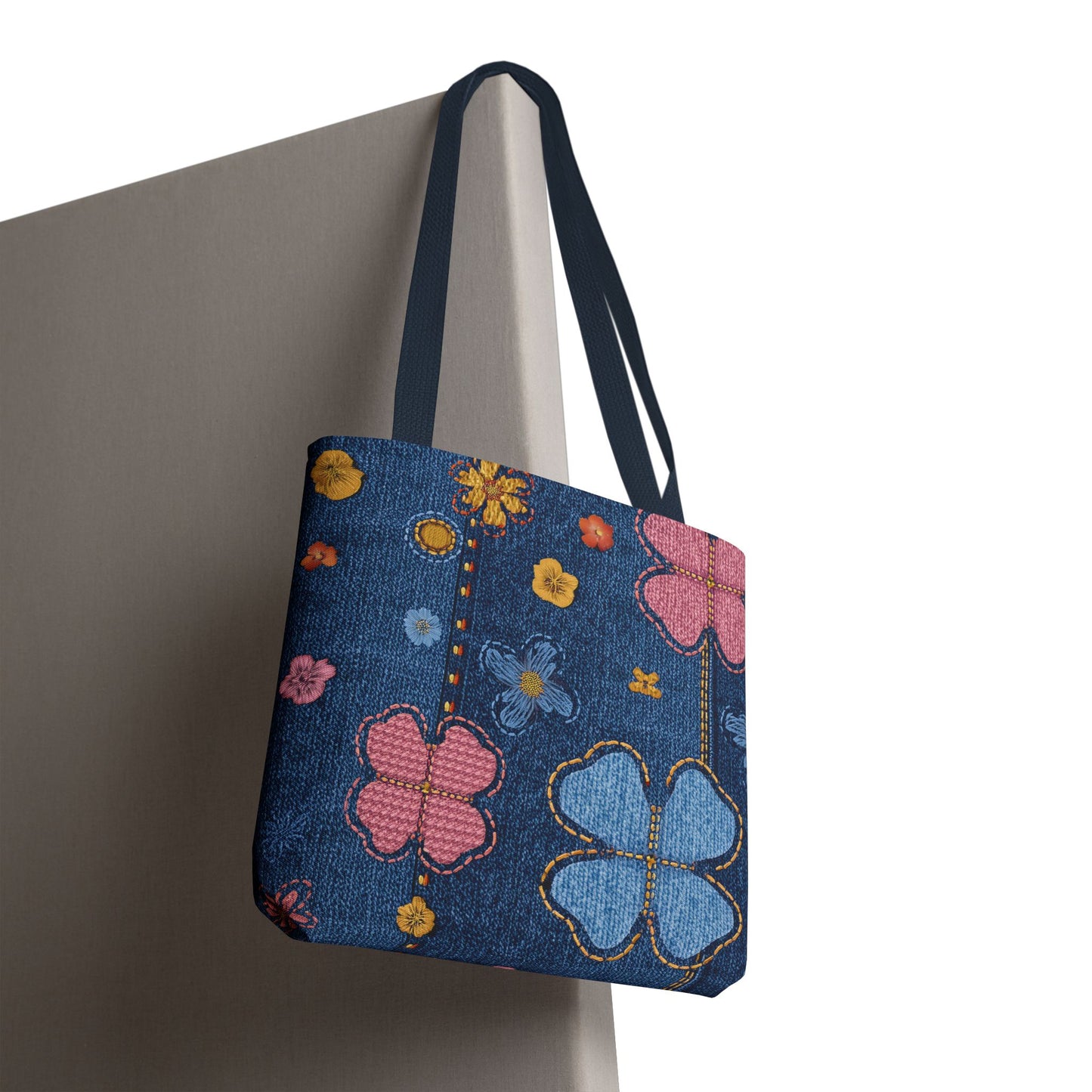 Denim Fabric Imitation Print Unisex Canvas Bag Poly Spun 3 Sizes Tote Bag 129