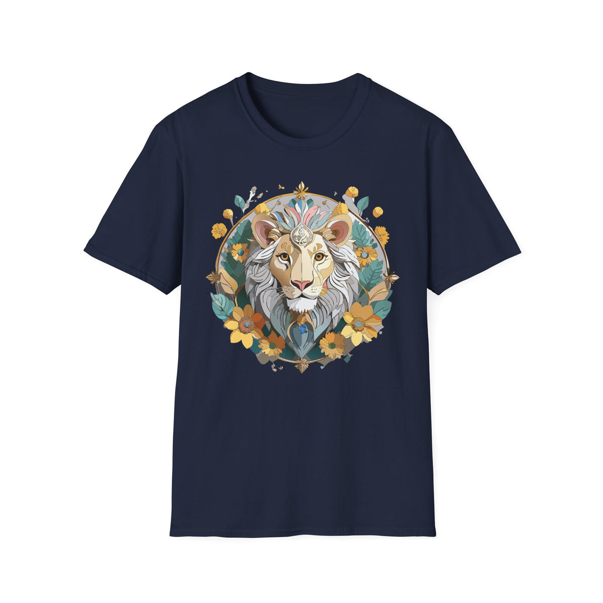 Floral Lion Illustration T-Shirt | Botanical Mane Tee