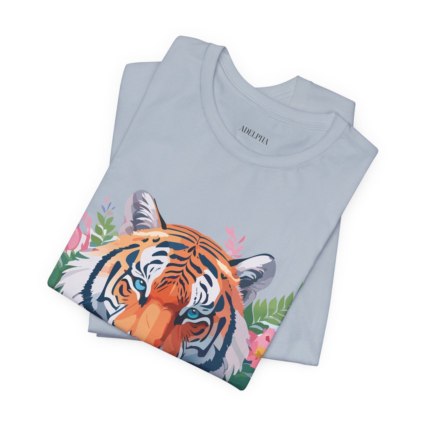 Tiger Graphic Tee Unisex Short Sleeve Shirt With Vintage Inspired Artwork By Adelpha