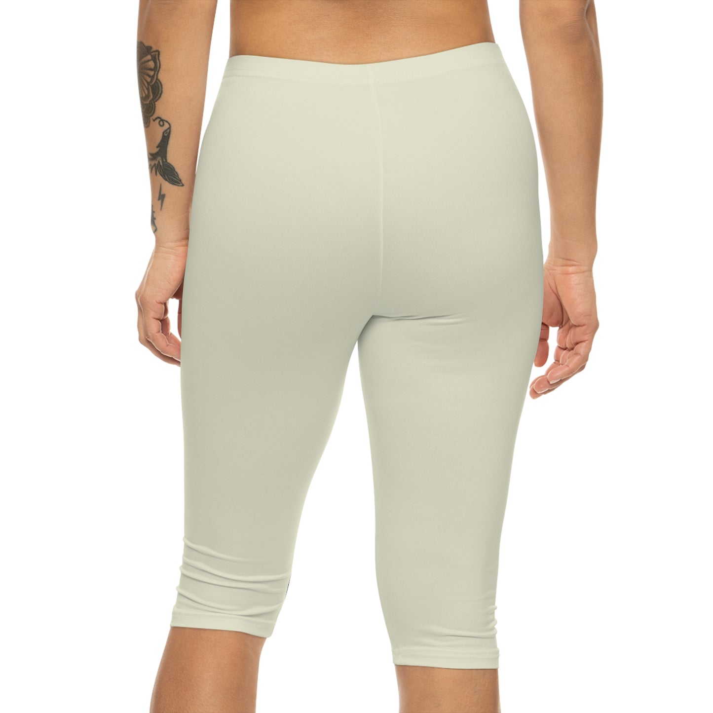 Beige Color Women's Brushed Suede Poly Span Casual Capri Leggings XS-2XL