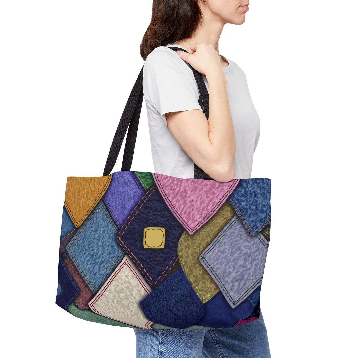 Denim Color Imitation Print Unisex  Yoga Bag  Spun Polyester 24x13 Canvas Gym Bag 27-2