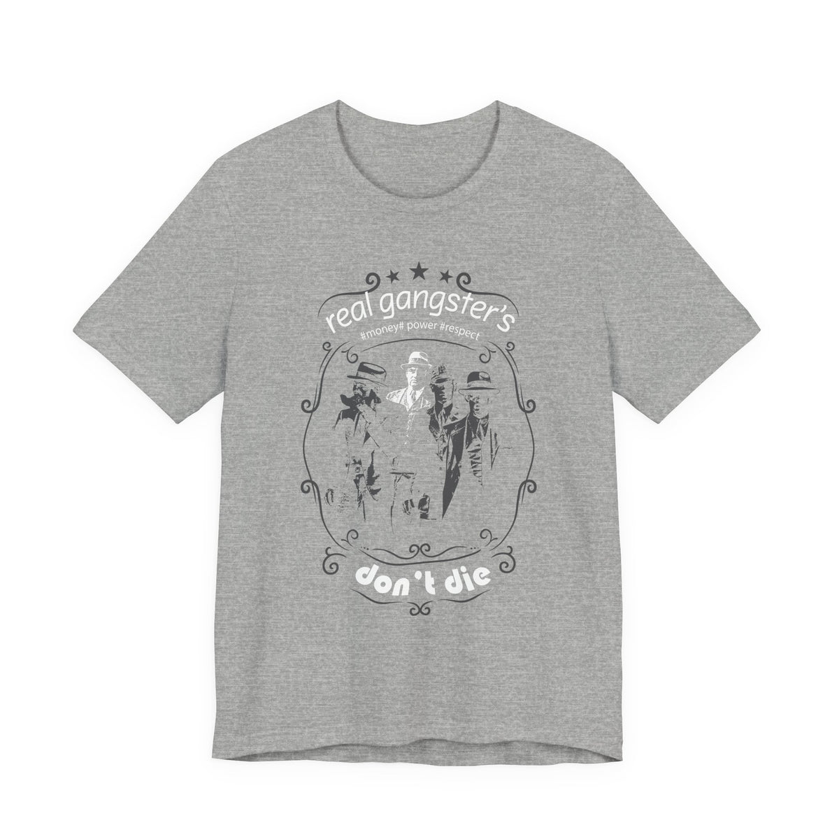 Real Gangsters Don't Die T-Shirt Vintage Outlaw Illustration Retro Biker Tee A-3