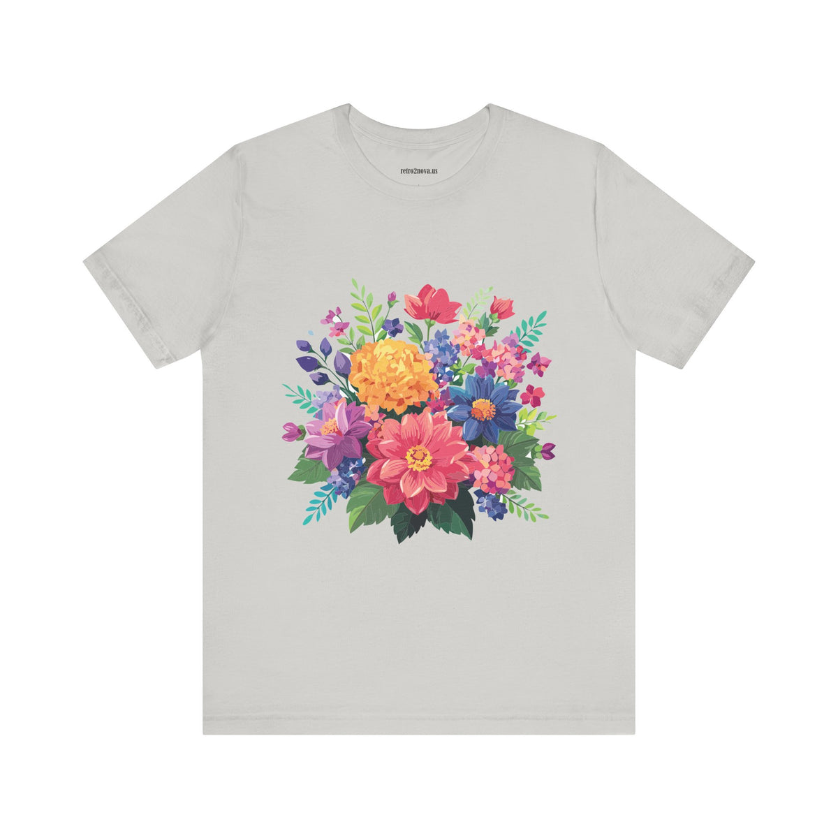 Floral Graphic Unisex Cotton Bella+Canvas Tee with Flowers Design ab17