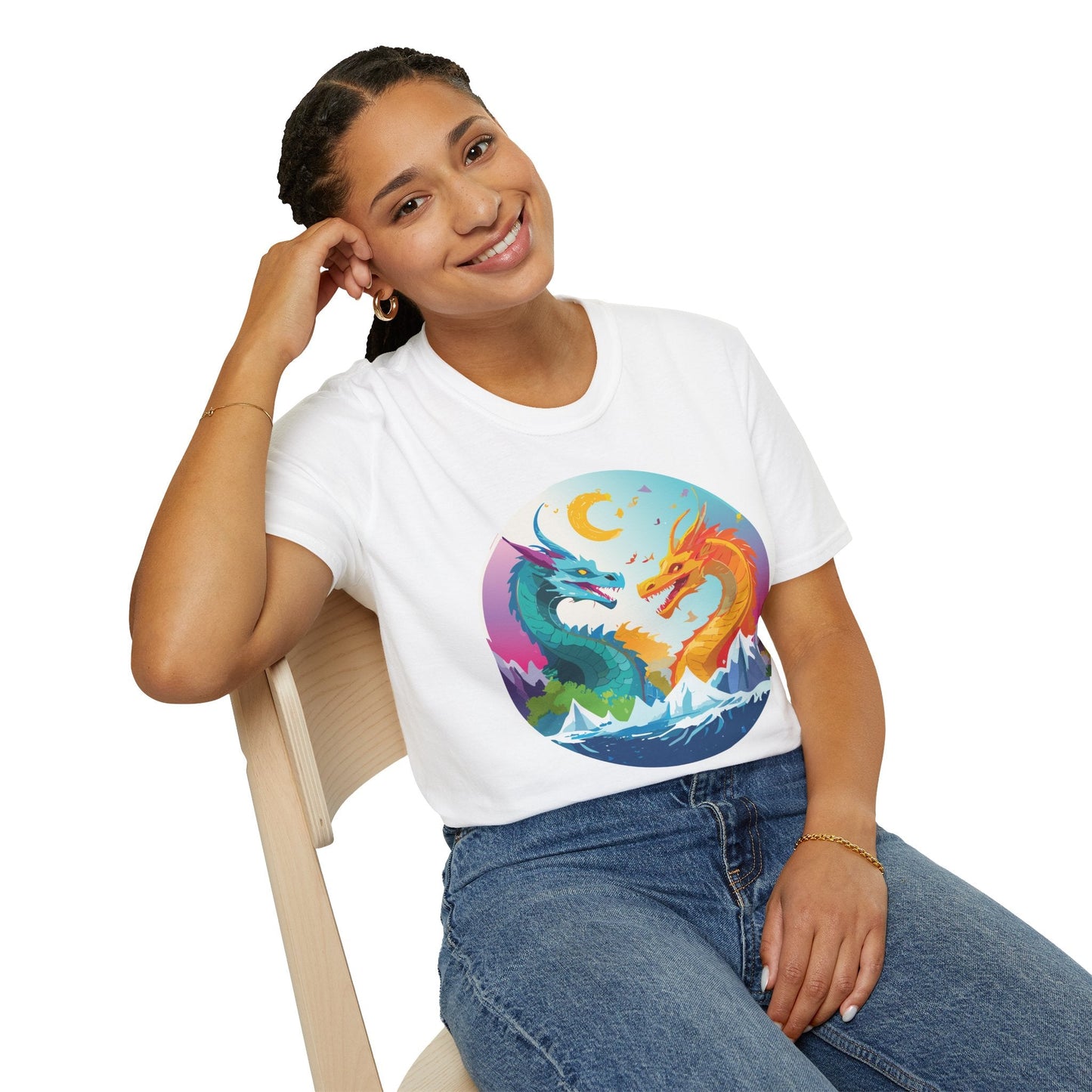 Dragon Graphic Unisex Cotton Softstyle Art Design Tee With Animals 29