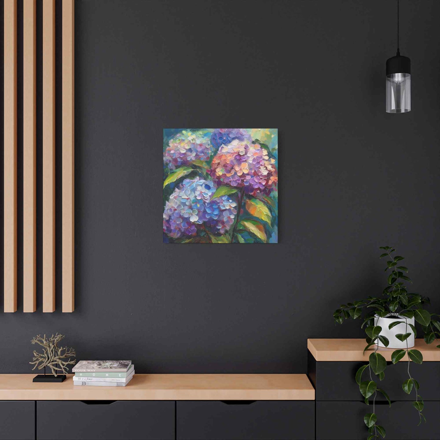 Hydrangeas Print Canvas, Flowers Oil Paint Print 20x20, 24x24, 30x30, 32x32, 36x36, Floral Art Design Print Non-Frame MC-27
