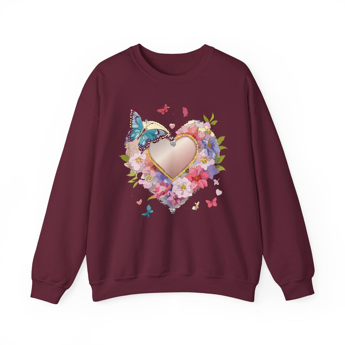 Floral Heart Love Graphic Valentine's Day Sweatshirt Unisex 50/50 Cotton-Poly Sweatshirt w37