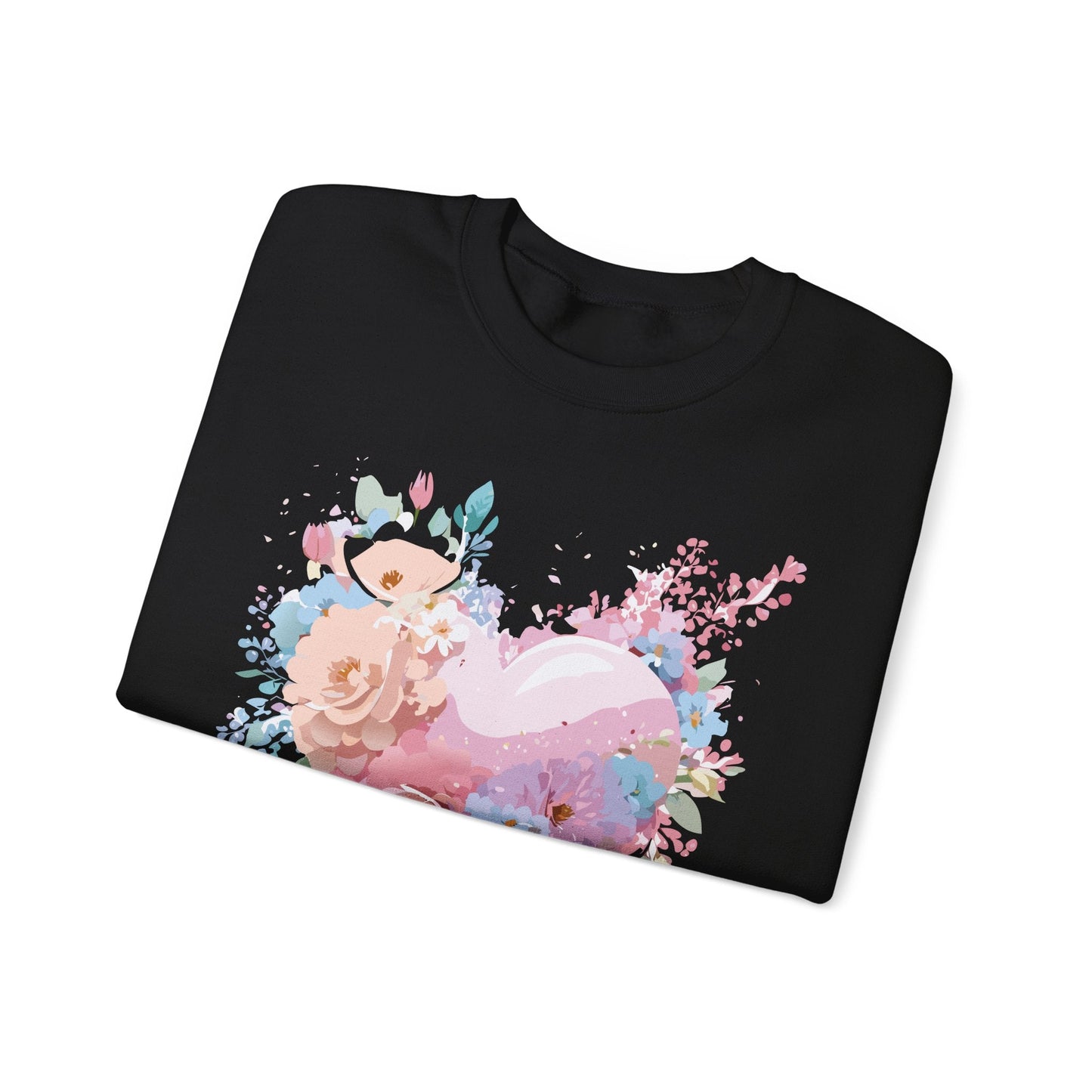 Floral Heart Sweatshirt Unisex Crewneck Valentines Day Floral Love Gildan 18000 Premium