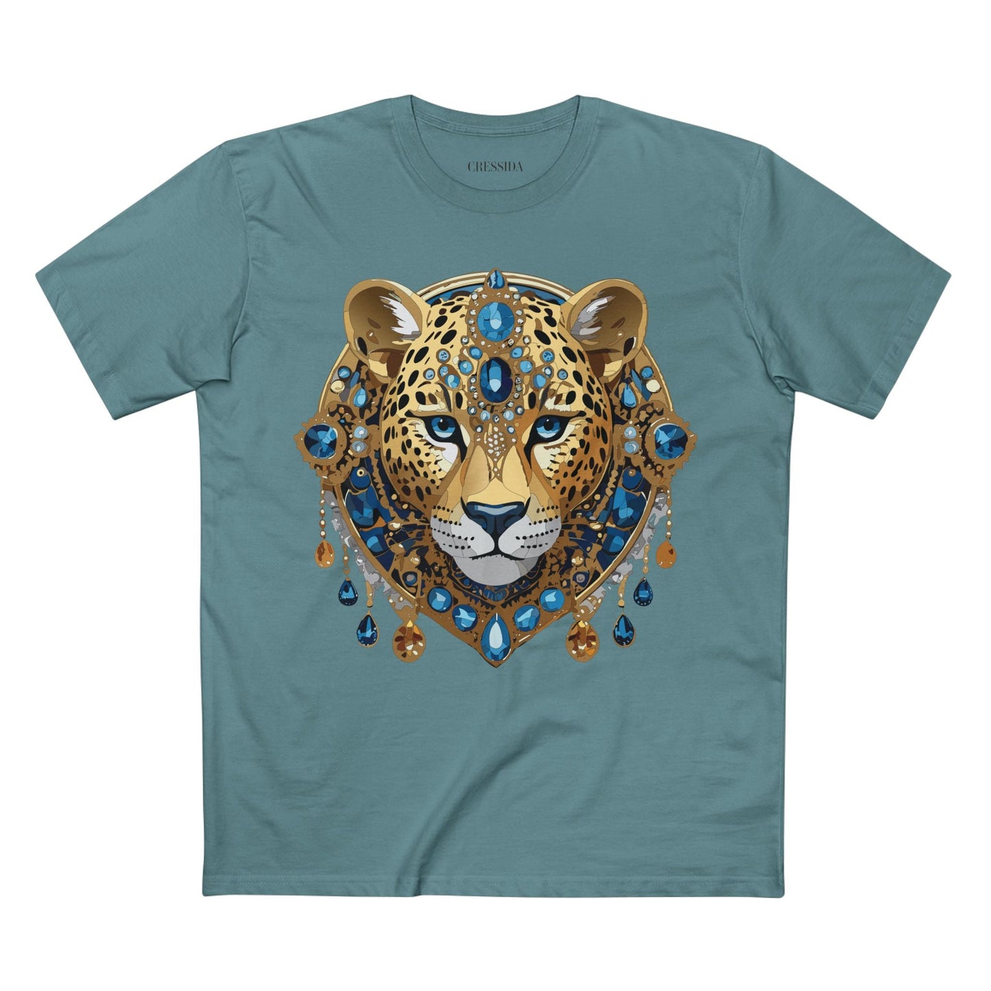 Cheetah Graphic Unisex 100 Cotton Tee With Unique Animal Golden Medallion Art Design 47