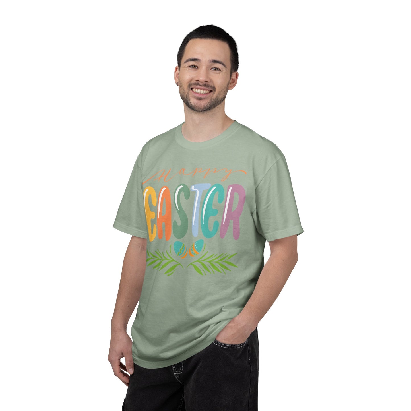 Happy Easter T-Shirt, Tee Shirt with Easter Signature, T Shirt with Easter Prints, Tee Shirt with Easter Design