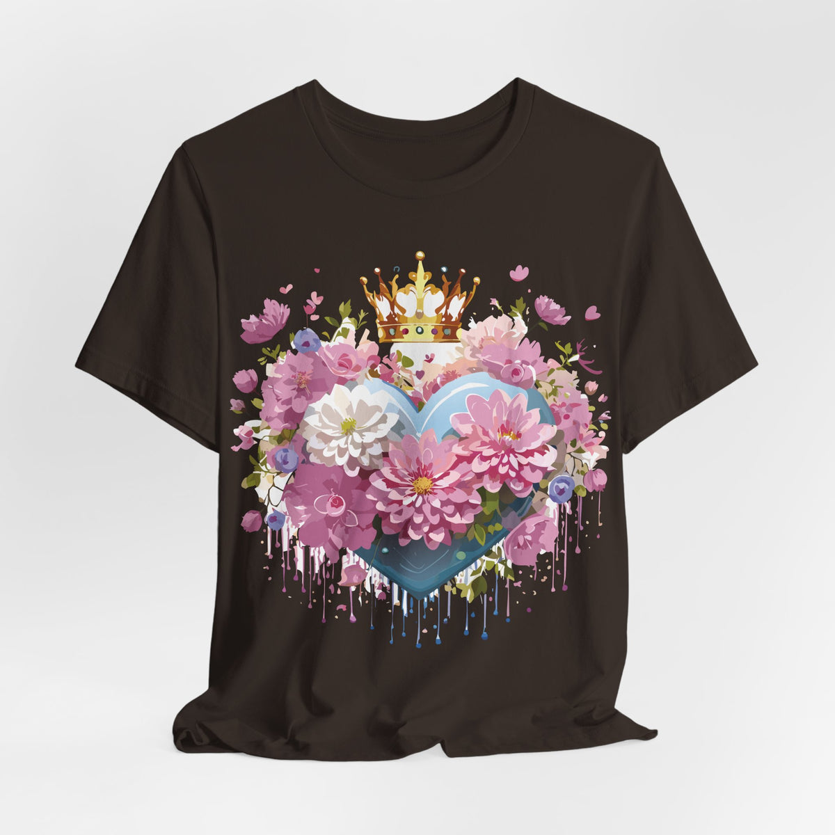Valentine's Day Graphic Unisex Cotton Bella+Canvas Tee with Floral Art Design d106