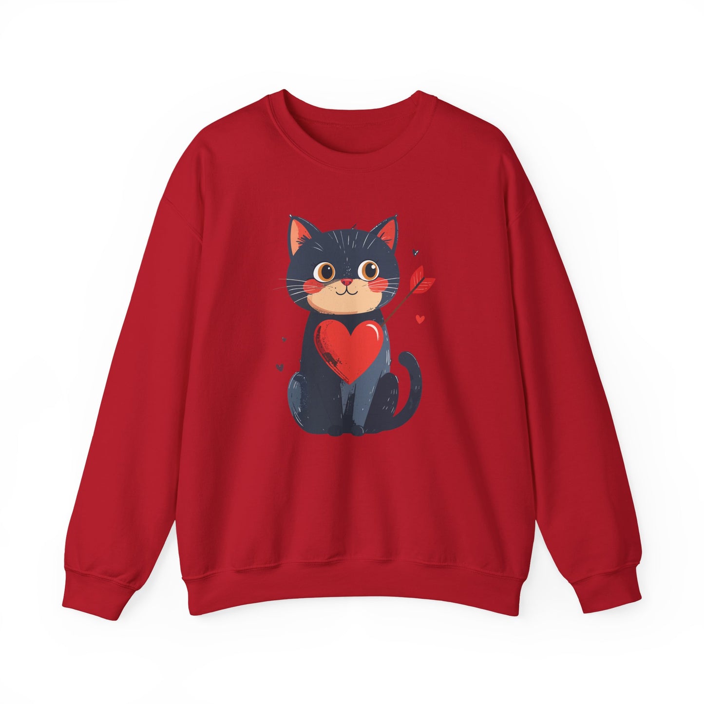 Cat Heart Sweatshirt, Heart Sweatshirt, Cat Sweatshirt, Valentine's Day Sweatshirt, 50/50 Cotton-Poly Animal Sweatshirt 108