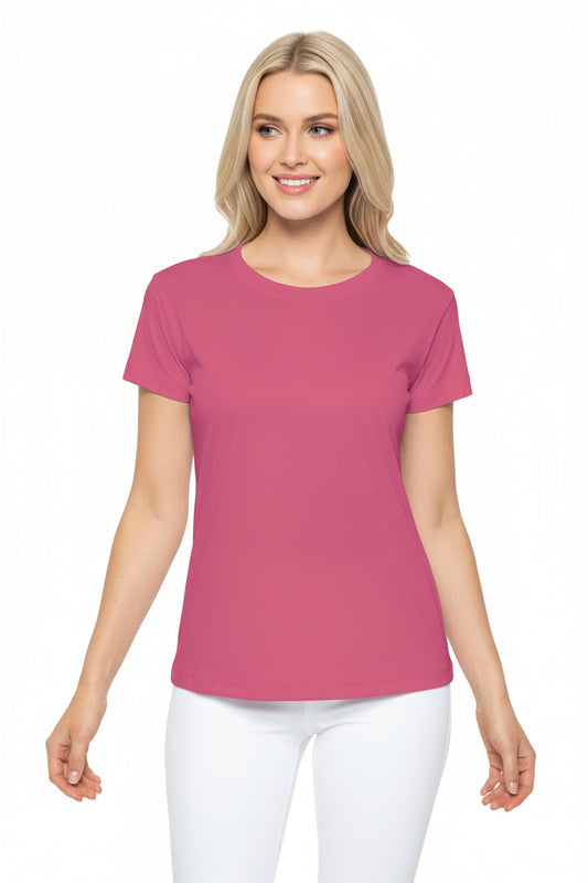 Blush Rose Web Women's Sports Jersey Short Sleeves 100% Poly Solid Rose Color Print Athletic Tee
