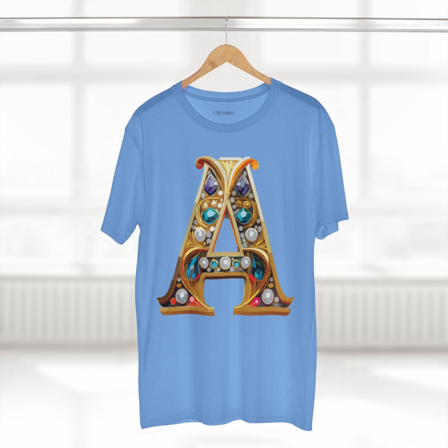 Letter A Graphic Design Tee Unisex 100 Cotton With Antique Gold Letters Artwork T-Shirt