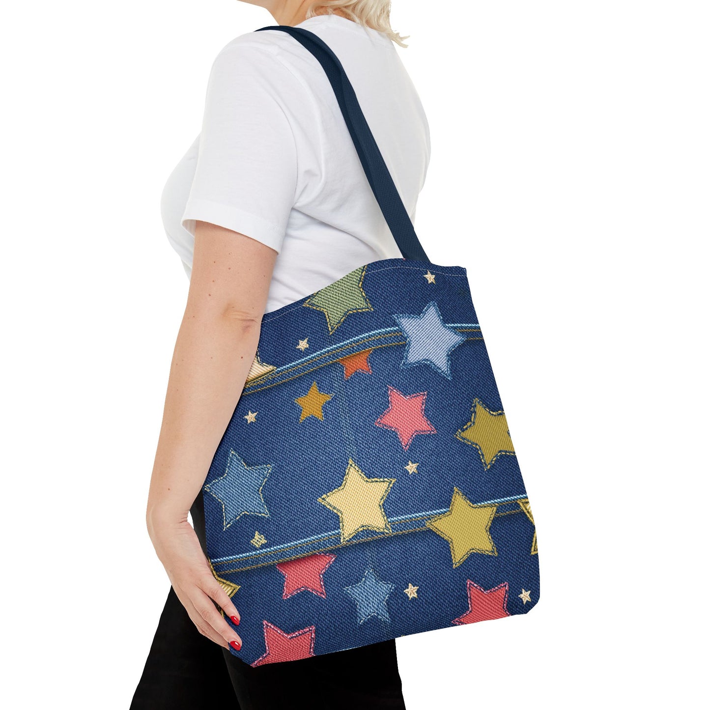 Denim Fabric Imitation Print Unisex Canvas Bag Poly Spun 3 Sizes Tote Bag 181-5