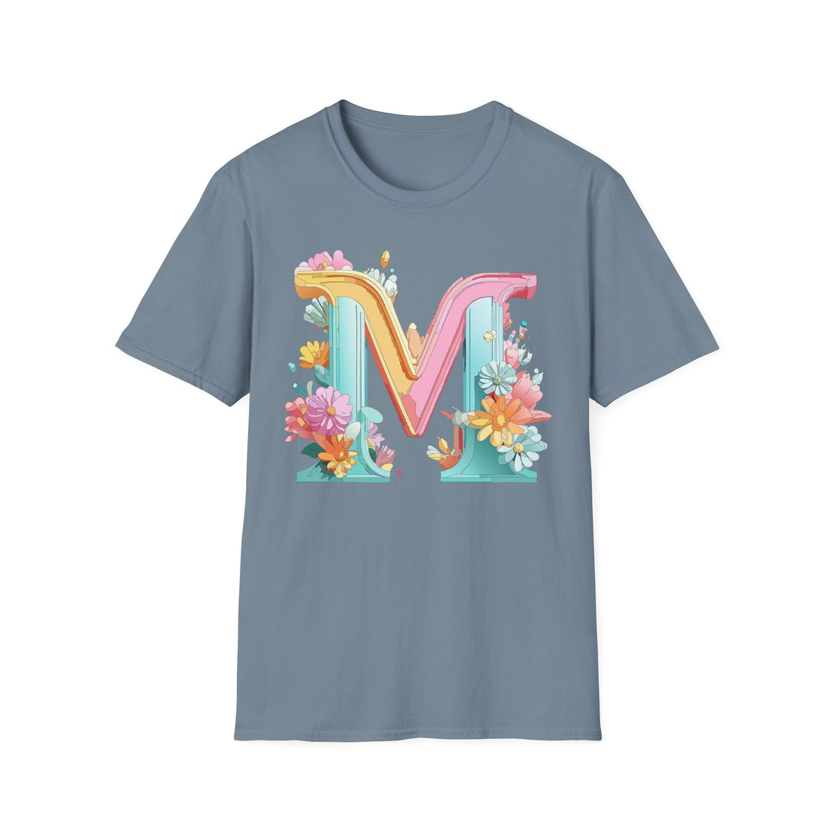 Floral Pastel Letter M T-Shirt | Monogram Initial Tee