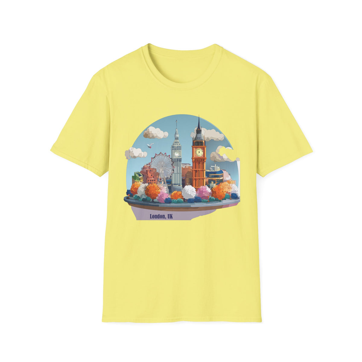 London Skyline illustration T-Shirt | Big Ben, London Eye, cityscape