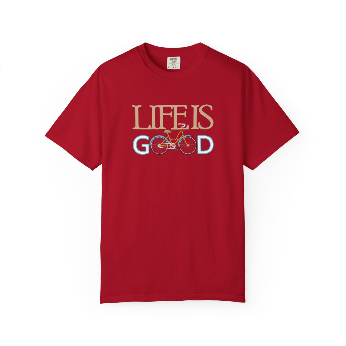 Life Is Good Bicycle Graphic Unisex Comfort Colors Garment-Dyed Heavyweight 100 Cotton Art Design T-Shirt w52