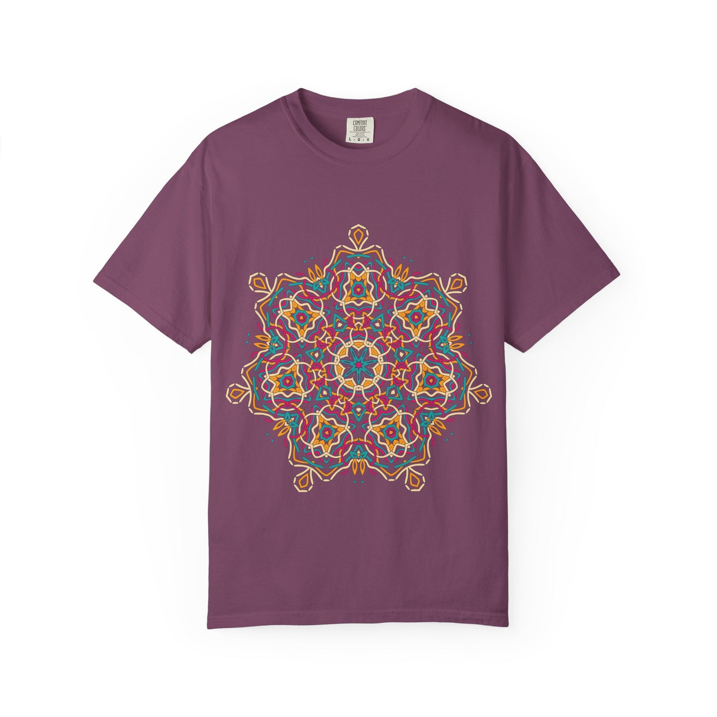 Unisex Garment Dyed Cotton T-Shirt with Mandala Graphic Design