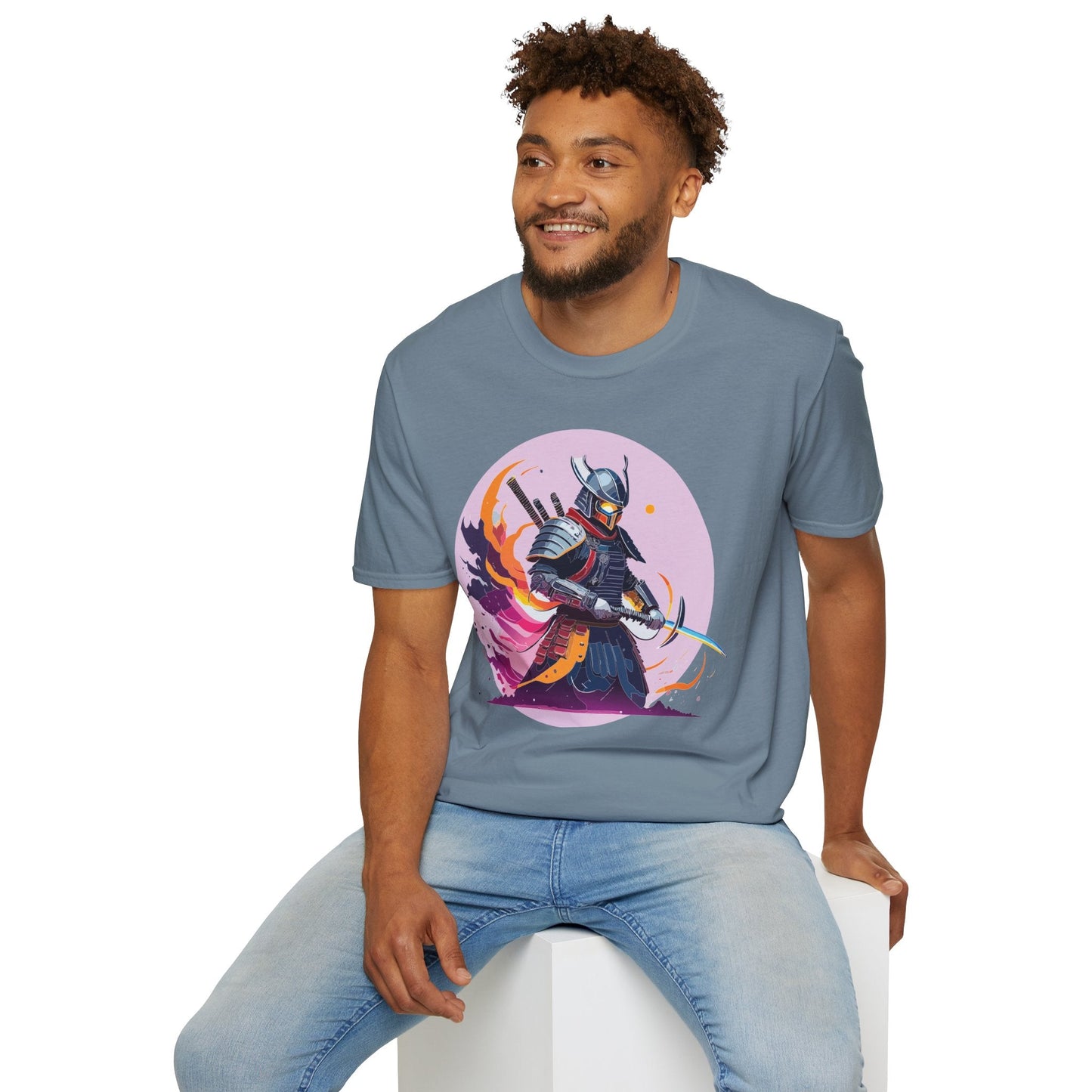 Samurai Shirt Unisex Short Sleeve Tee With Samurai Print Softstyle Gildan 64000 Ring Spun Cotton