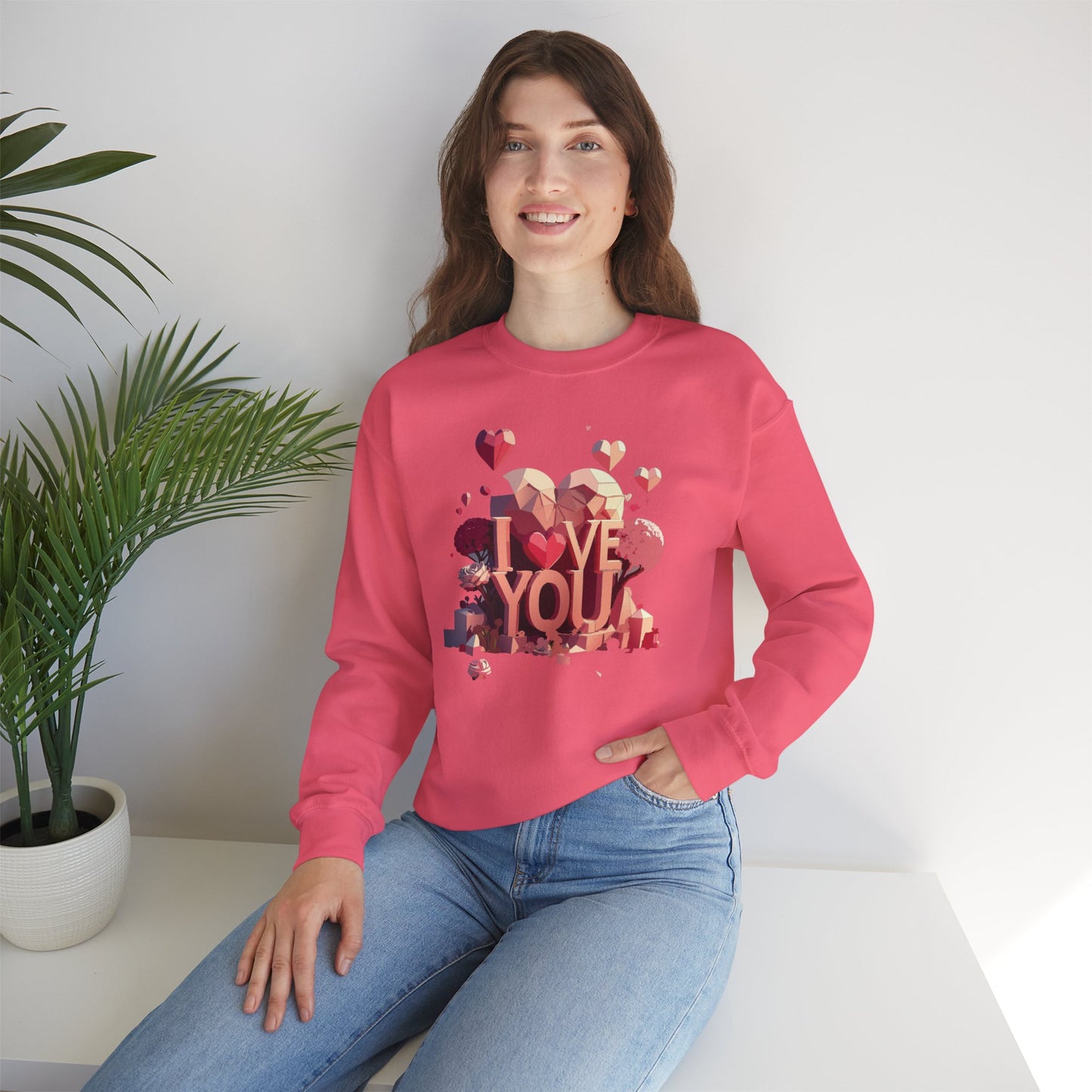 Unisex Big Heart Love Sweatshirt, Love Heart Sweatshirt, Floral Love Sweatshirt, 50/50 Cotton-Poly Valentine's Day Sweatshirt 10