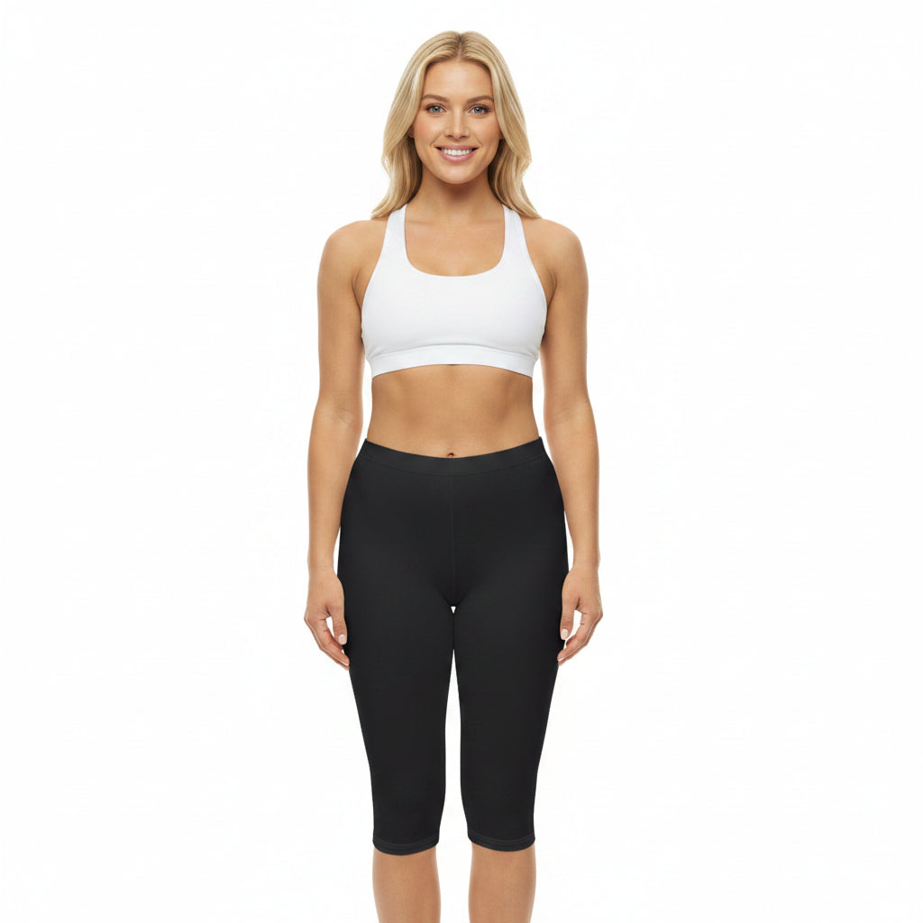 Shadow Grey Color Women's Brushed Suede Poly Span Casual Capri Leggings XS-2XL