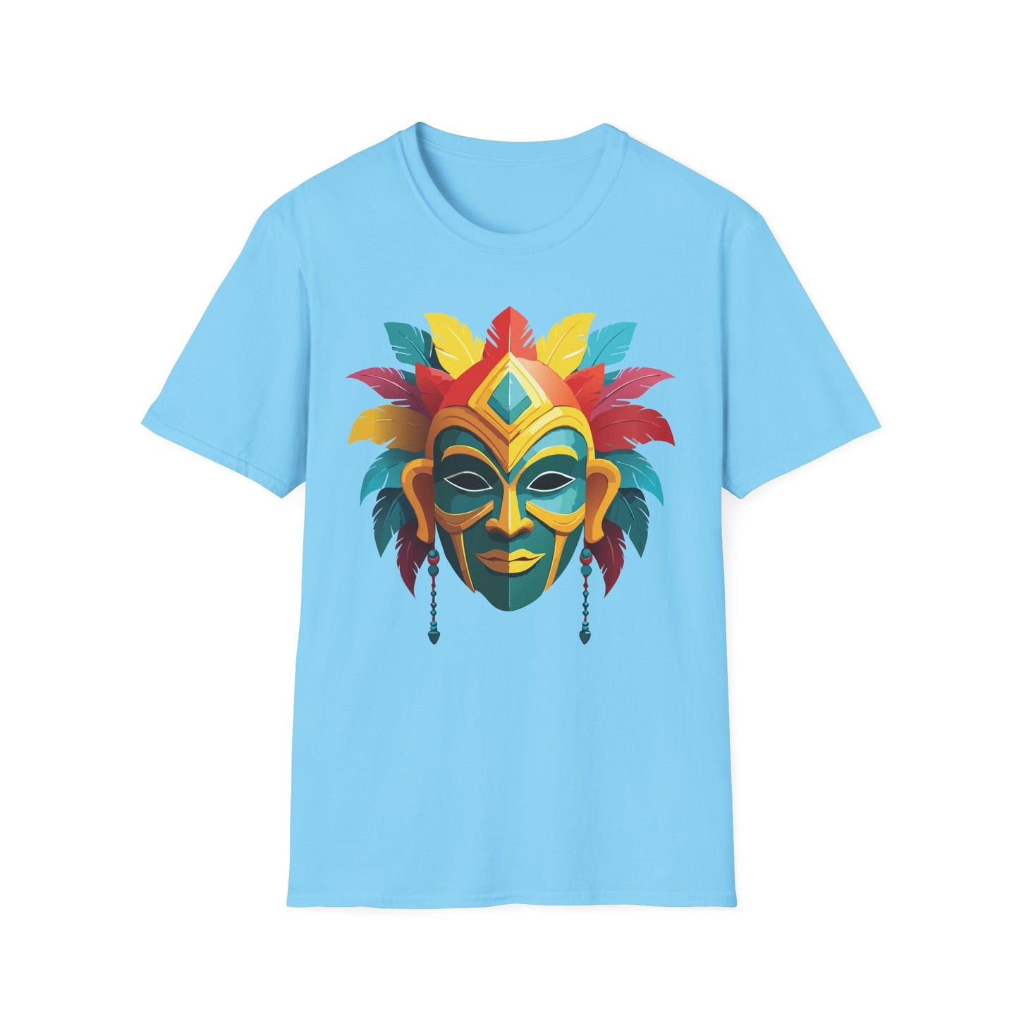 Unisex Mask Tee Shirt Gildan Softstyle 64000 Cotton Masquerade Design For Everyday Wear