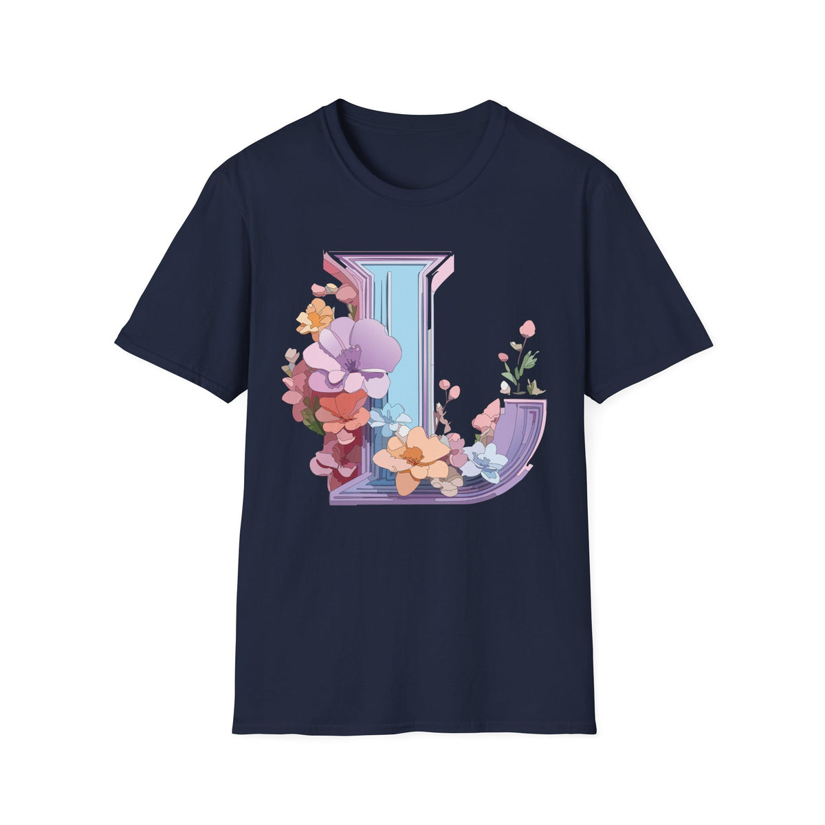 Floral Letter L T-Shirt | Botanical Initial Monogram Tee