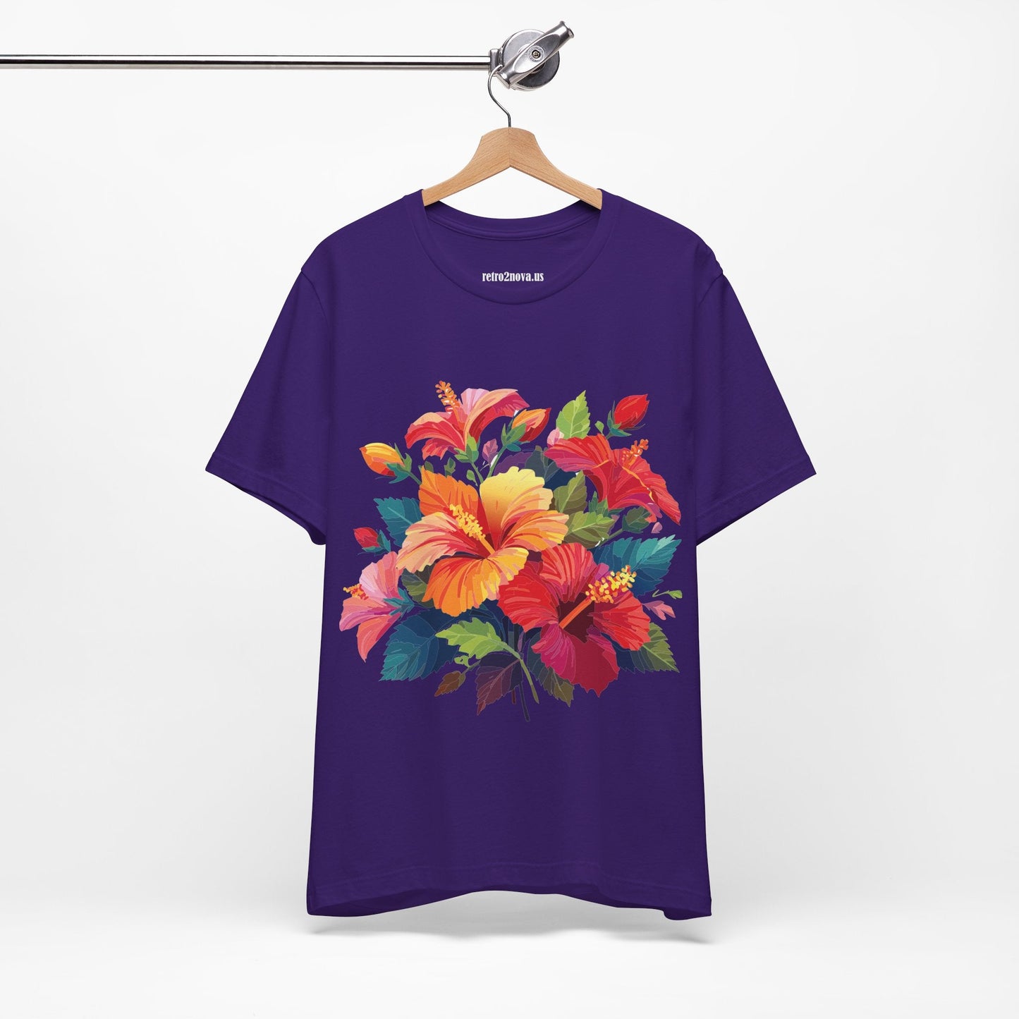 Retro2Nova Floral Shirt Unisex Jersey Short Sleeve Tee From Flowers Collection Bold Vibrant Design