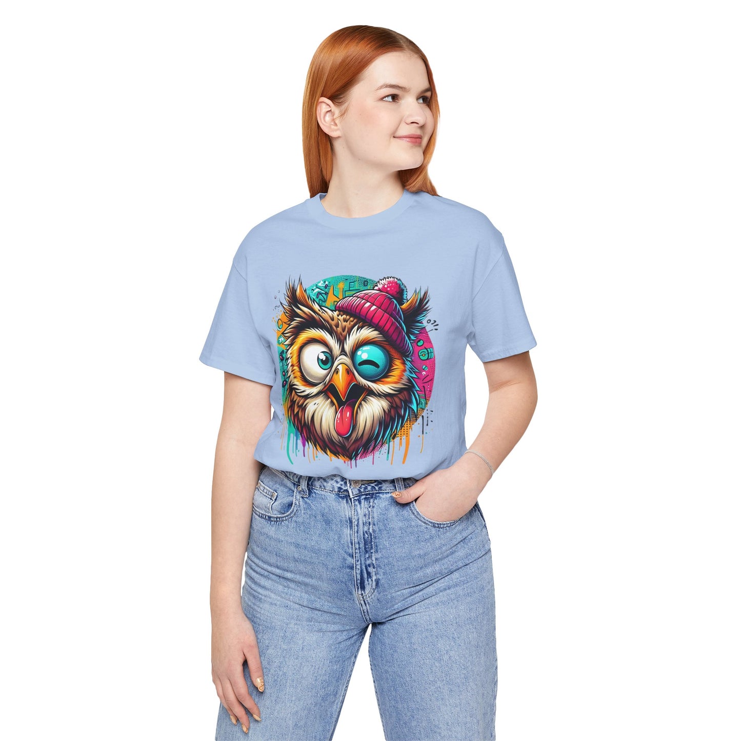 Colorful Owl Graphic Tee, Fun Owl Shirt, Funny Bird Shirt, Cute Cartoon Tees, Animal T-Shirt, Animal Tees, Art Design T-Shirt