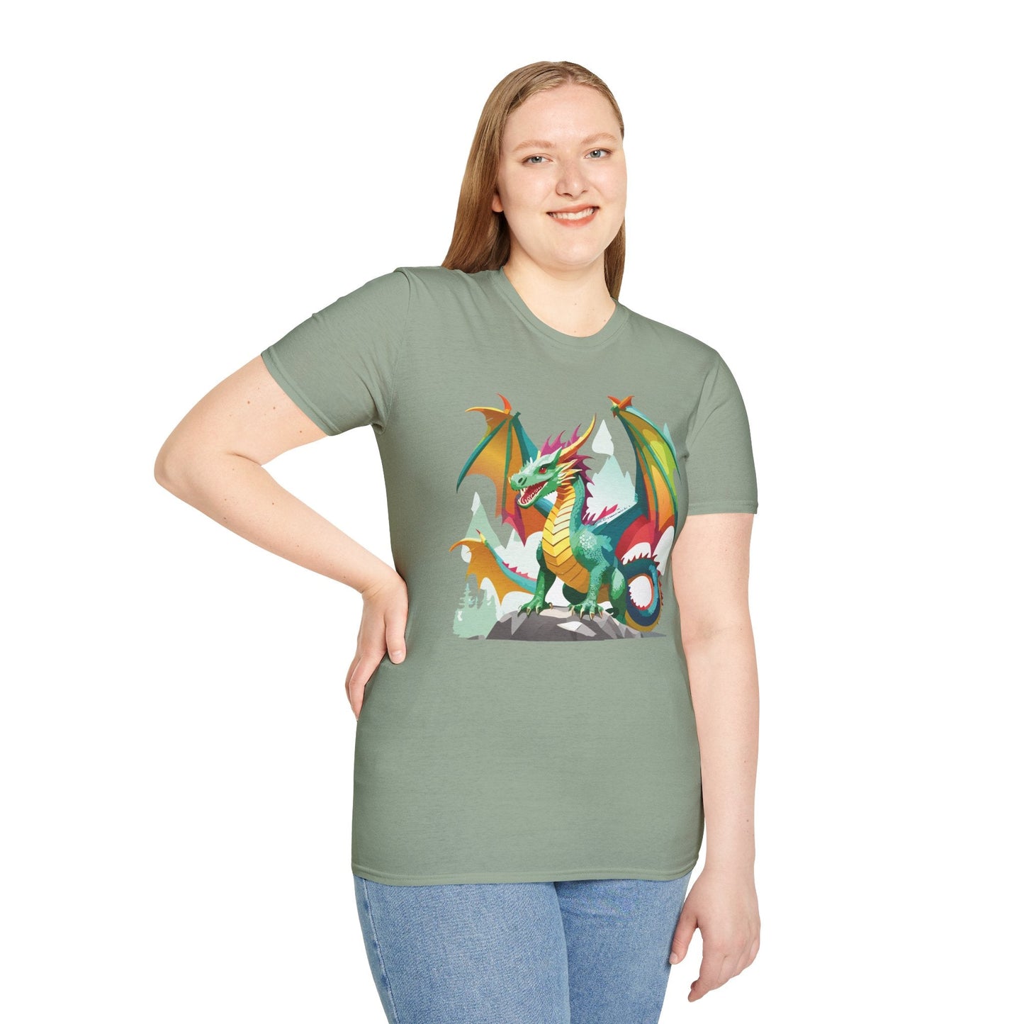 Dragon Graphic Unisex Cotton Softstyle Art Design Tee With Animals 2