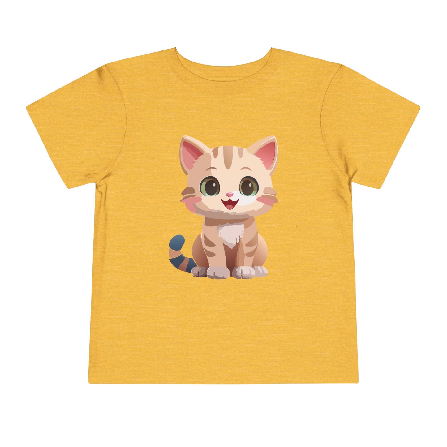 Bonita camiseta de manga corta para niños pequeños con gato: adorable camiseta con gráfico de gatito para niños (2 a 5 años)