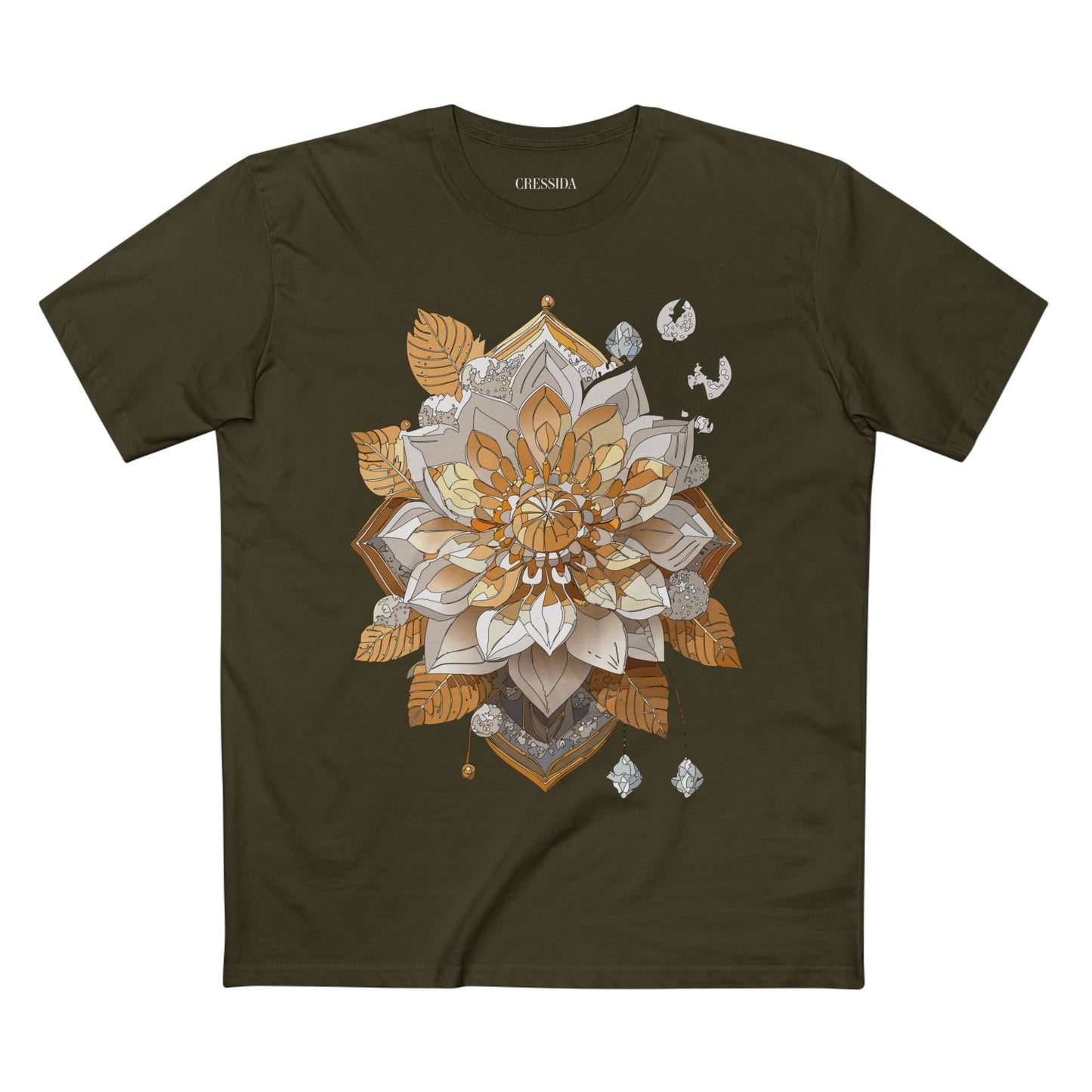 Floral Graphic T-Shirt Unisex 100 Cotton Art Design with Antique Flowers Tee 8
