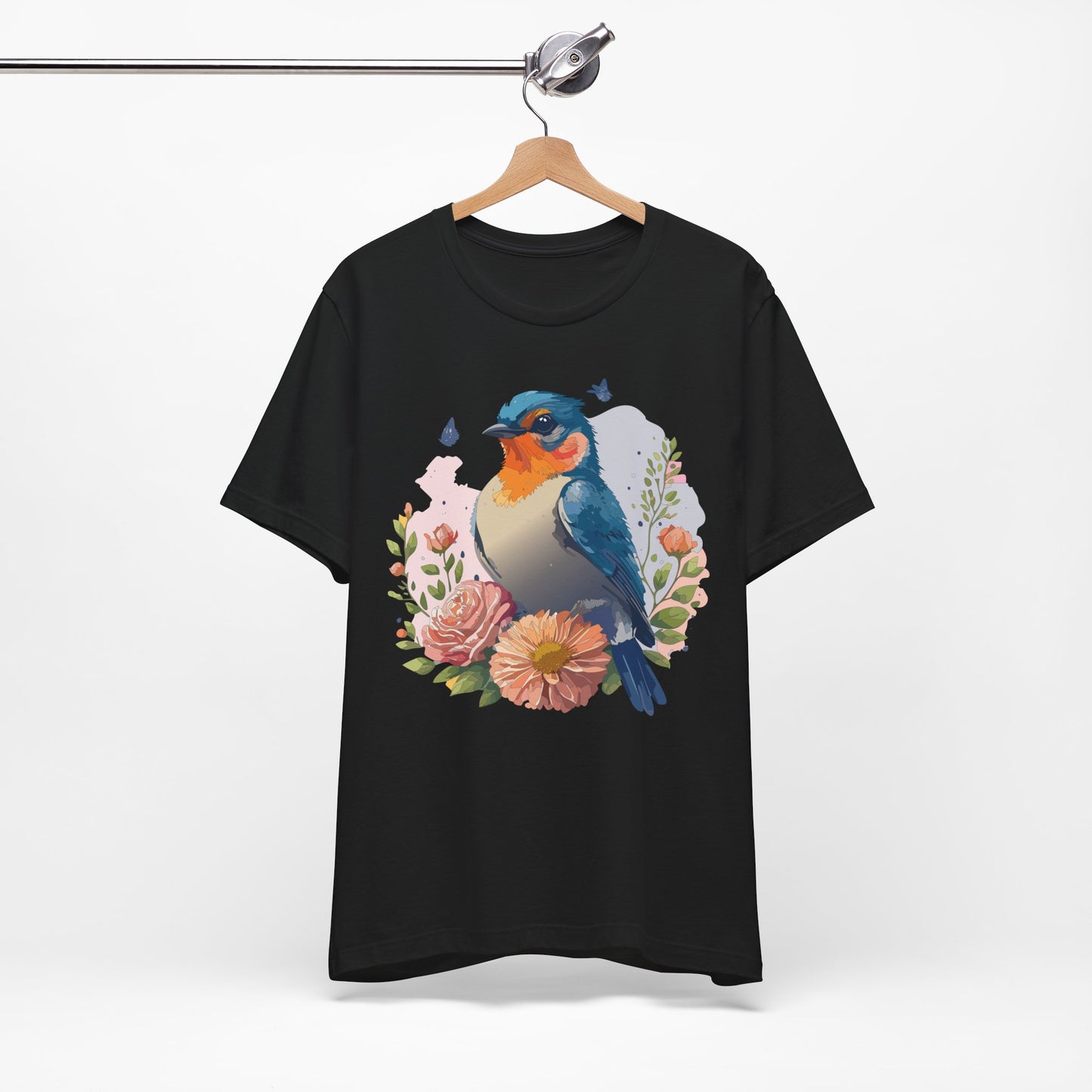 Floral Bird Tee, Animal Shirt, Bird Shirt, Floral Tee, Flower T-shirt, T-Shirt with Animal