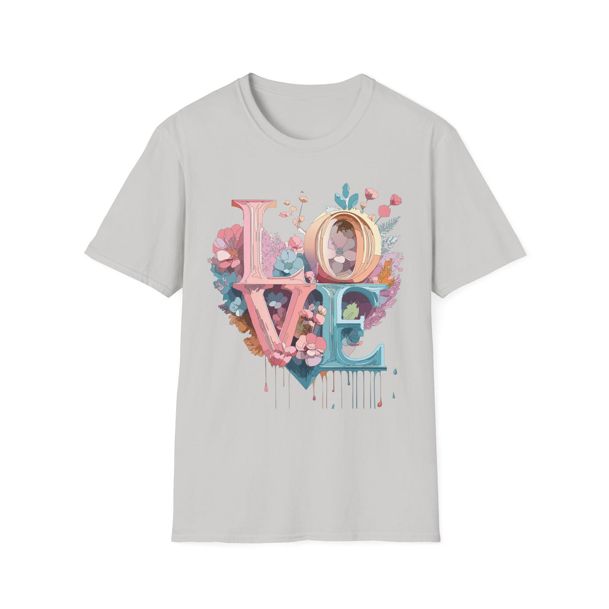 Floral LOVE typography T-Shirt | Pastel botanical letters tee