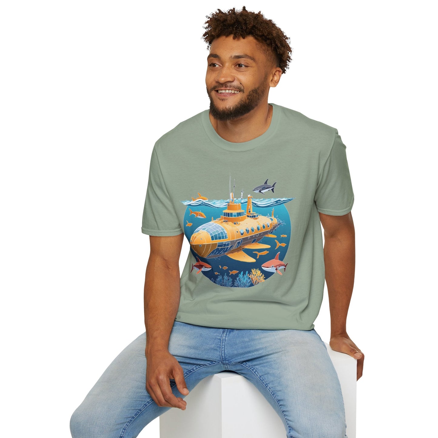 Ocean Themed Unisex Softstyle T Shirt 100 Percent Ring Spun Cotton U Boat Design Tee Everyday
