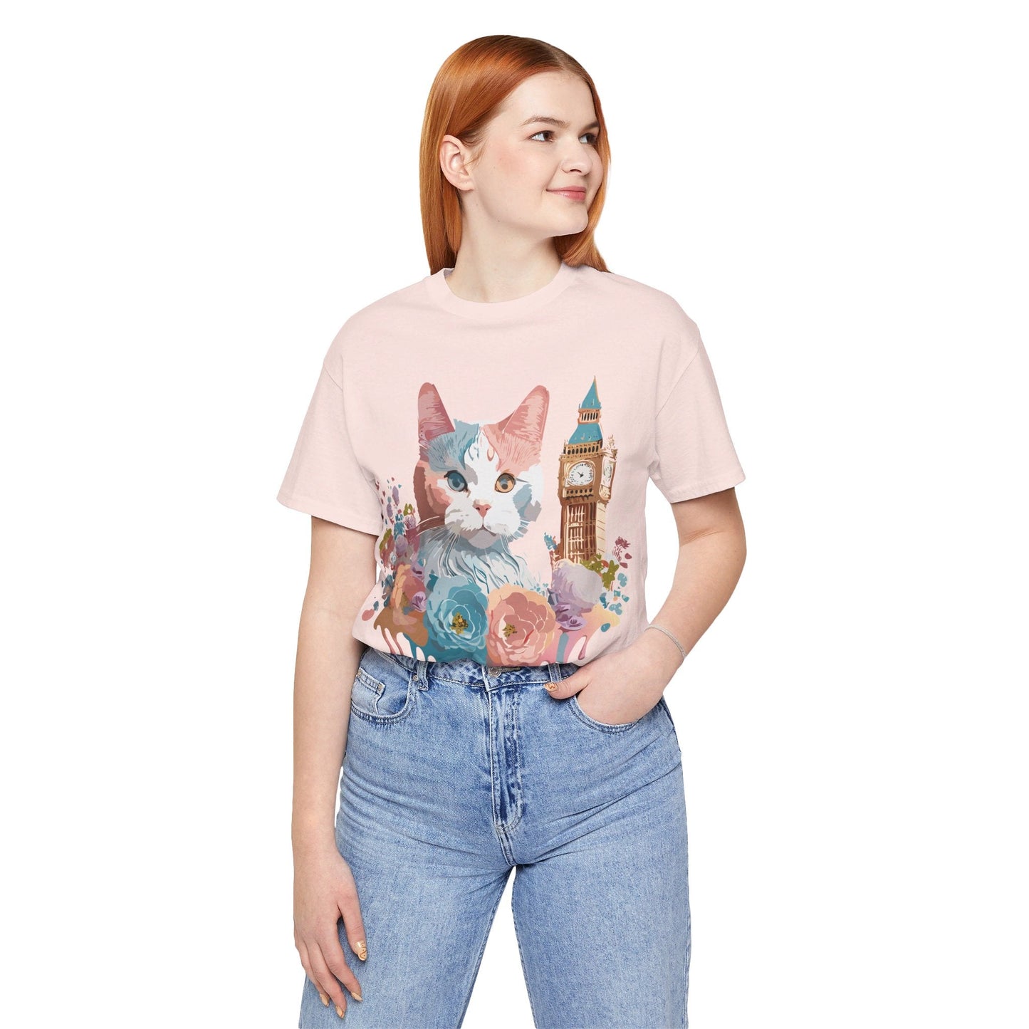 Unisex Cat Graphic Tee With Short Sleeve Vintage Inspired Art Adelpha