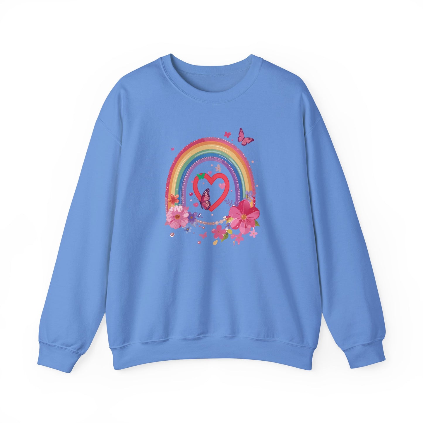 Rainbow Heart Sweatshirt, Floral Heart Sweatshirt, Floral Love Sweatshirt, Valentine's Day Sweatshirt, Rainbow Heart Floral Sweatshirt 112
