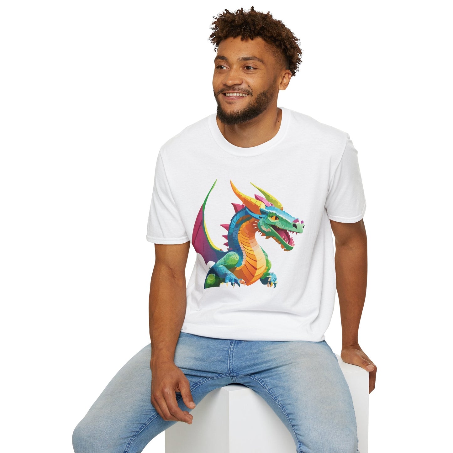 Unisex Dragon Graphic Tee Softstyle Short Sleeve T Shirt Made From Ring Spun Cotton