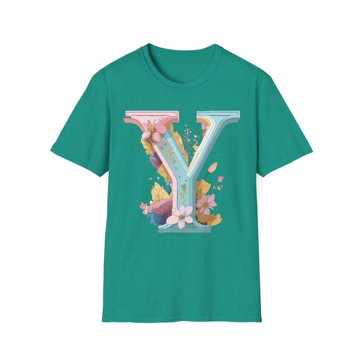 Floral Letter V T-Shirt | Pastel Monogram Tee